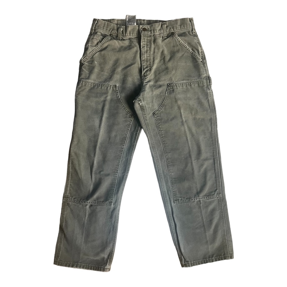 Carhartt B136 MOS Double Knee Canvas Duck Carpenter Pants 33x30 Distressed Green